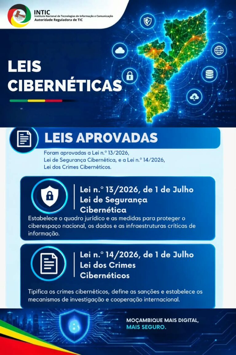 ENTRADA EM VIGOR DAS LEIS DE SEGURANÇA E CRIMES CIBERNÉTICOS REFORÇA PROTECÇÃO DO ESPAÇO DIGITAL EM MOÇAMBIQUE